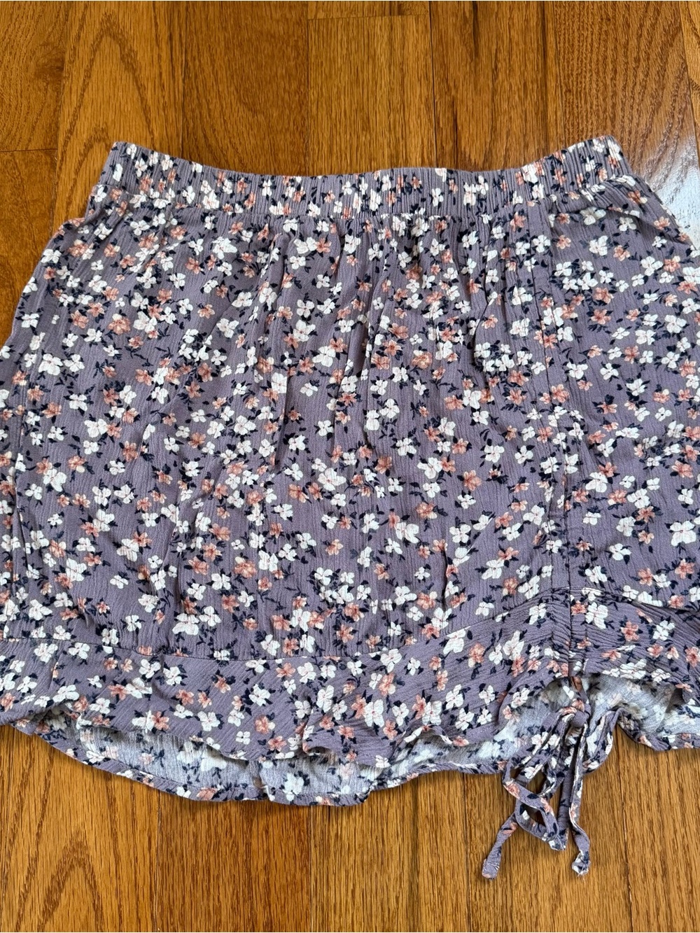 Hippie Rose Lavender Floral Elastic Waist Skirt